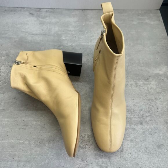 Everlane Italian Leather “The Day Boot” Ecru Block Ankle Boot Size 10.5  New - Picture 3 of 11